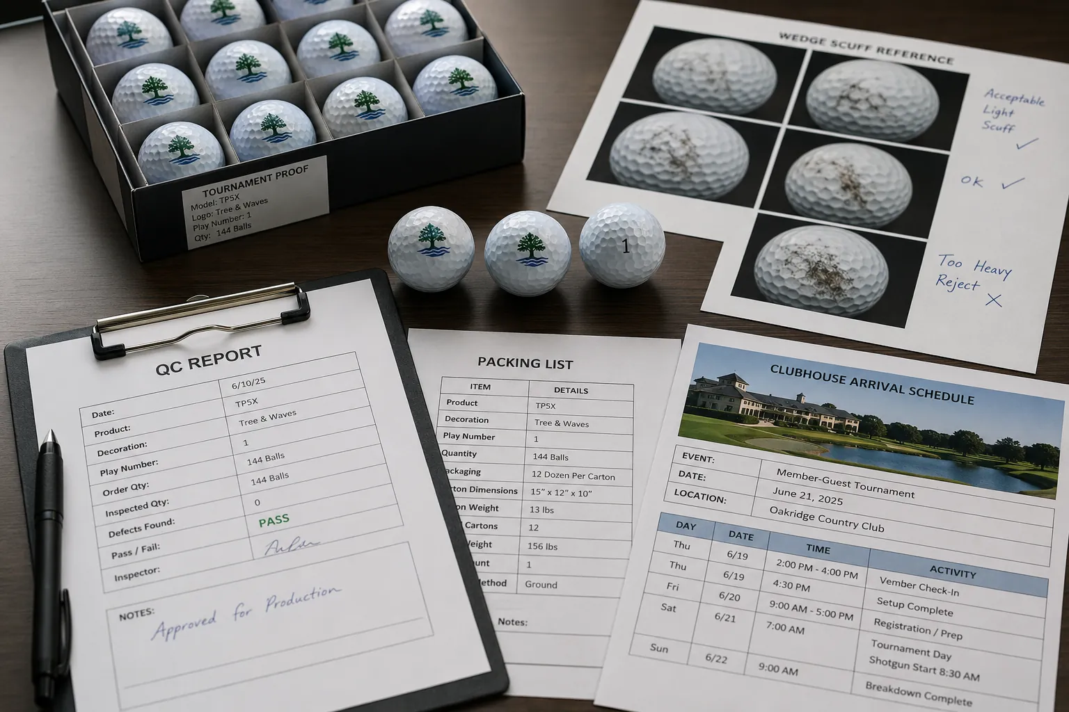 Branded Golf Balls QC branded printed golf balls with tournament quality control report for events