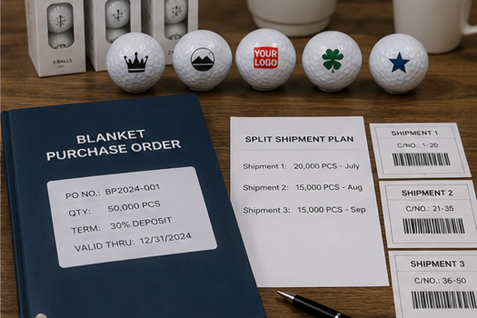 Custom Branded Golf Balls custom branded golf balls with blanket purchase order and split export shipment