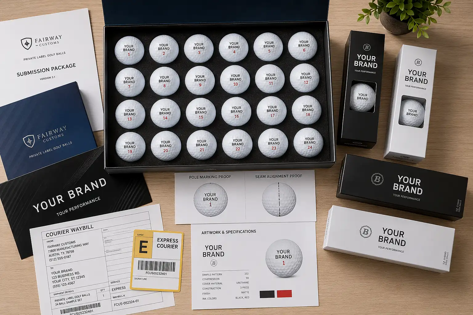 Custom Golf Balls OEM custom branded golf balls submission package with OEM packaging proof