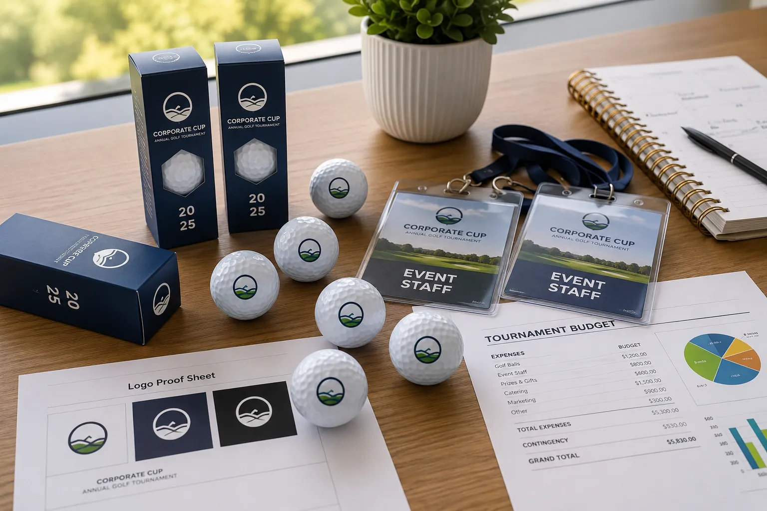 Custom Branded Golf Balls custom branded golf balls with event badges for corporate golf tournament