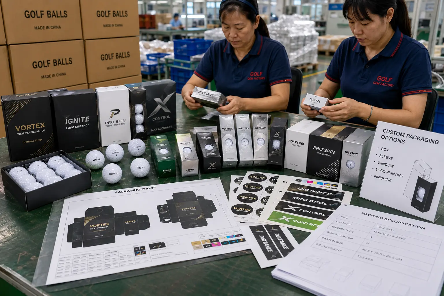 OEM Golf Balls Packaging custom golf balls packaging inspection in OEM factory