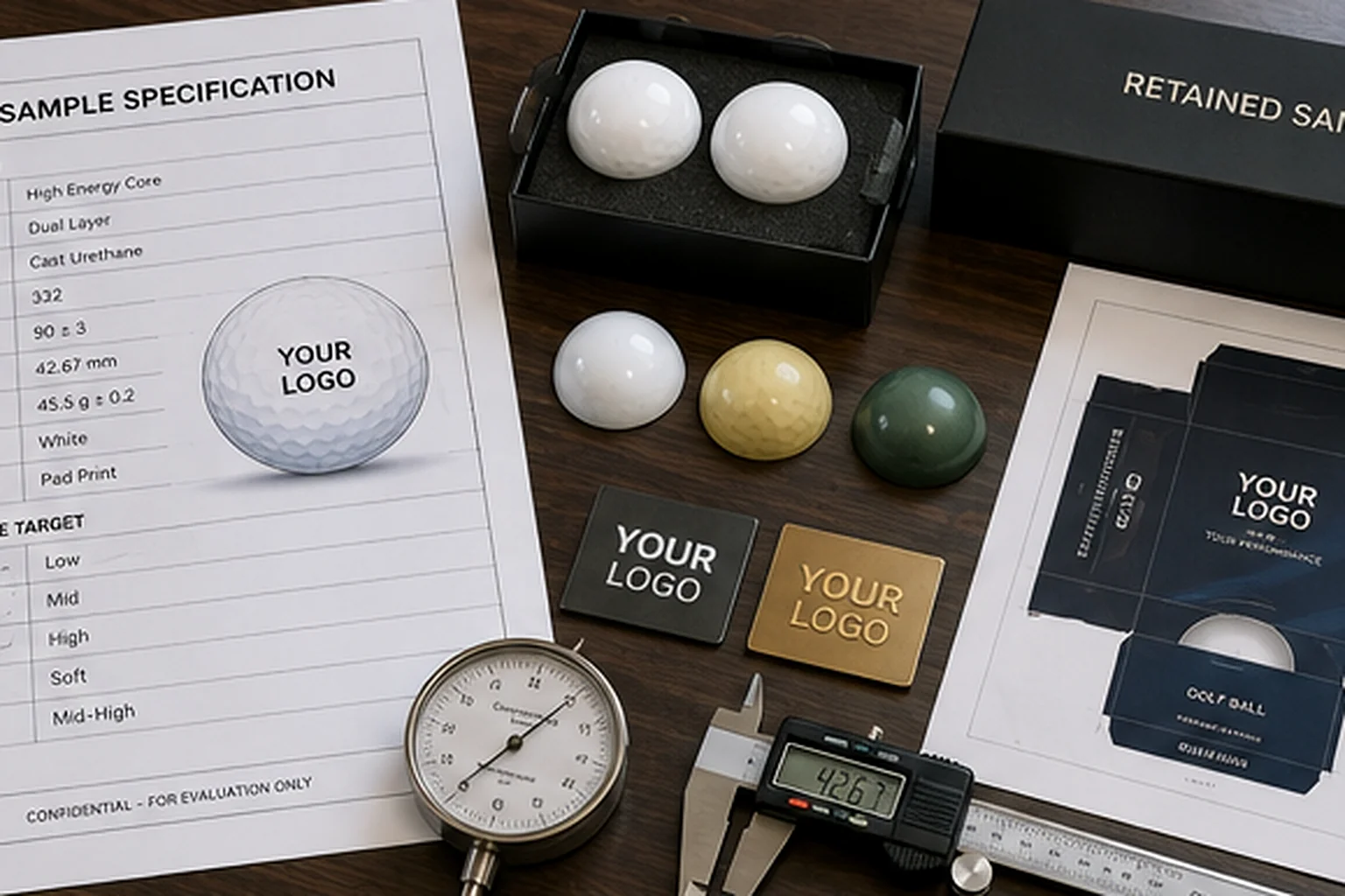 Custom Golf Balls Samples custom golf balls sample specification with OEM packaging quality control tools