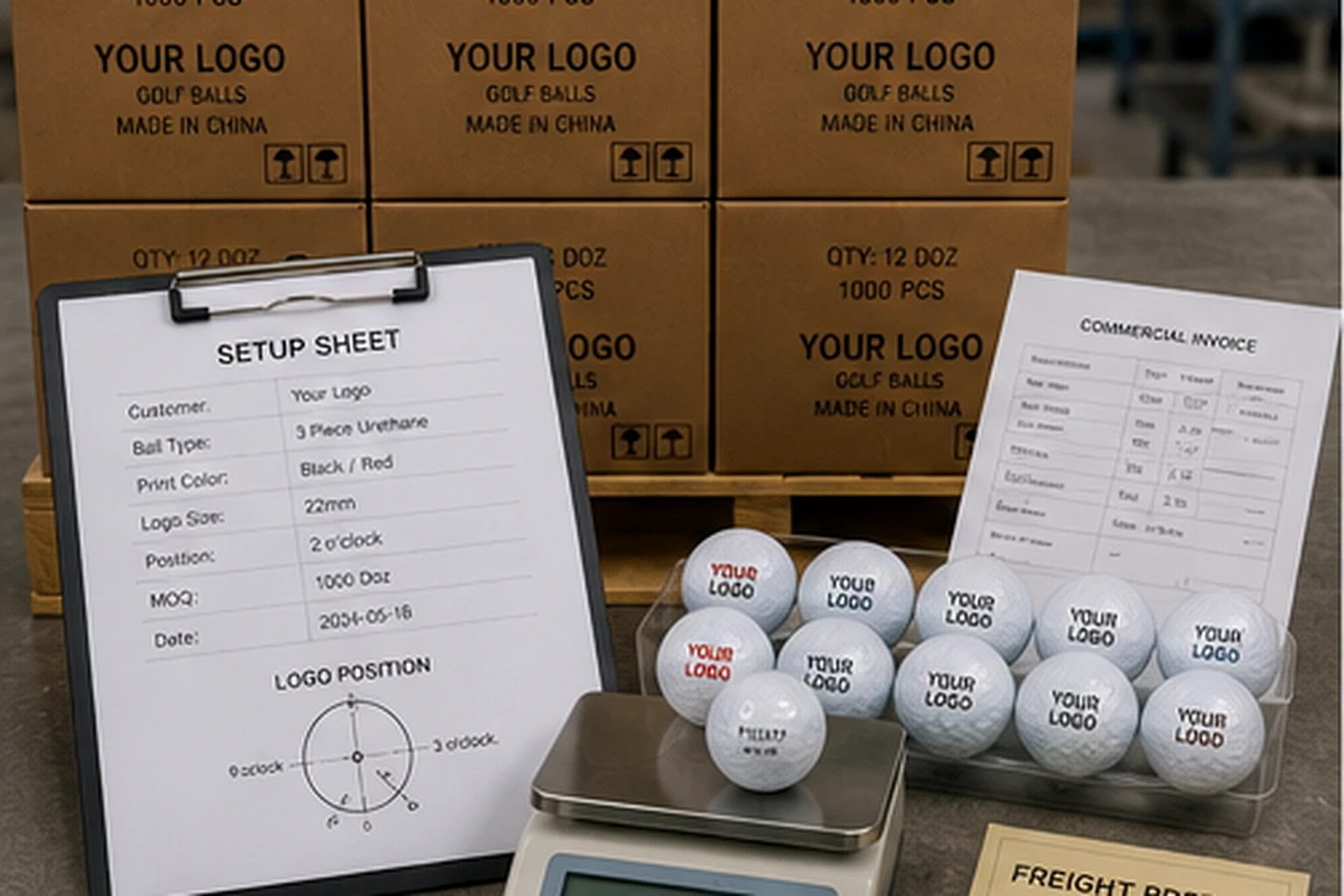 Custom Printed Golf Balls custom printed golf balls with setup sheet and bulk export cartons