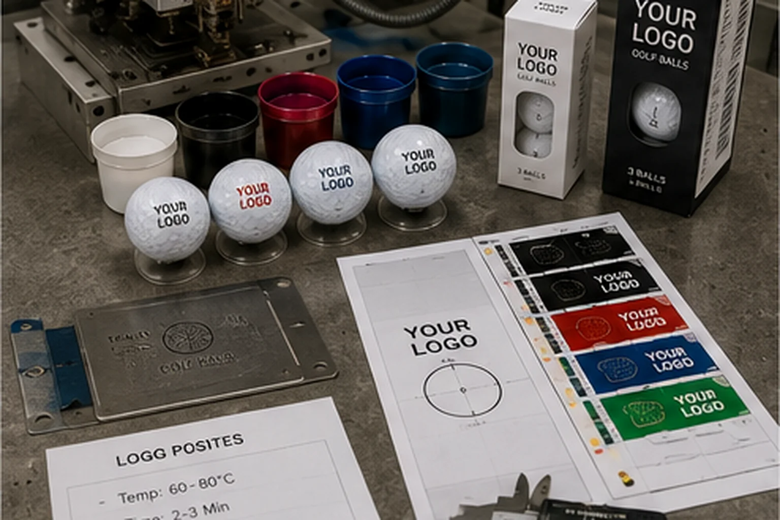 Custom Printed Golf Balls custom printed golf balls in factory with logo proof and packaging samples