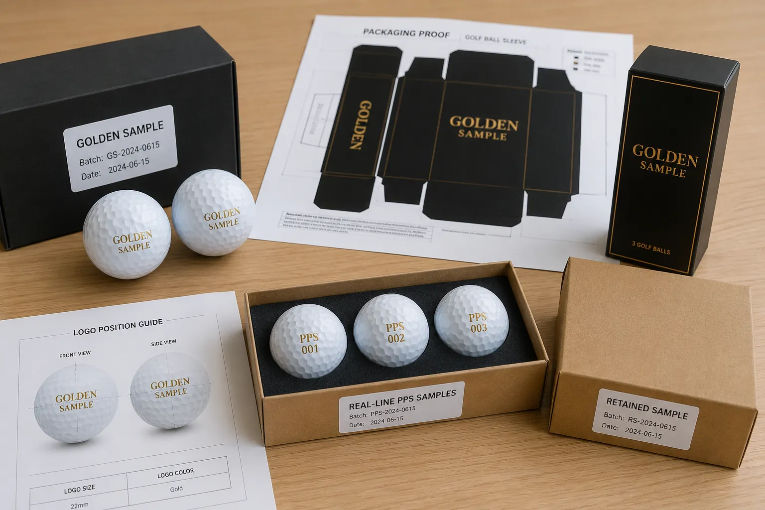 Custom Printed Golf Balls custom printed golf balls with golden sample packaging proof for OEM approval