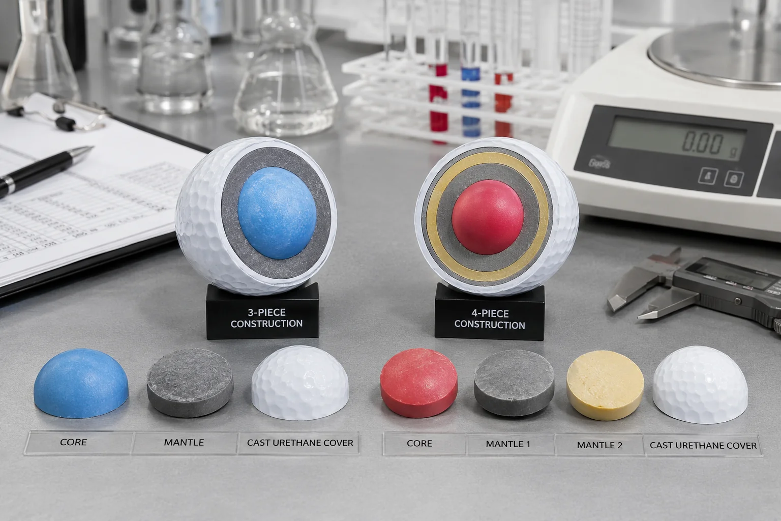 OEM Golf Ball Construction OEM golf ball construction samples in factory lab for quality control