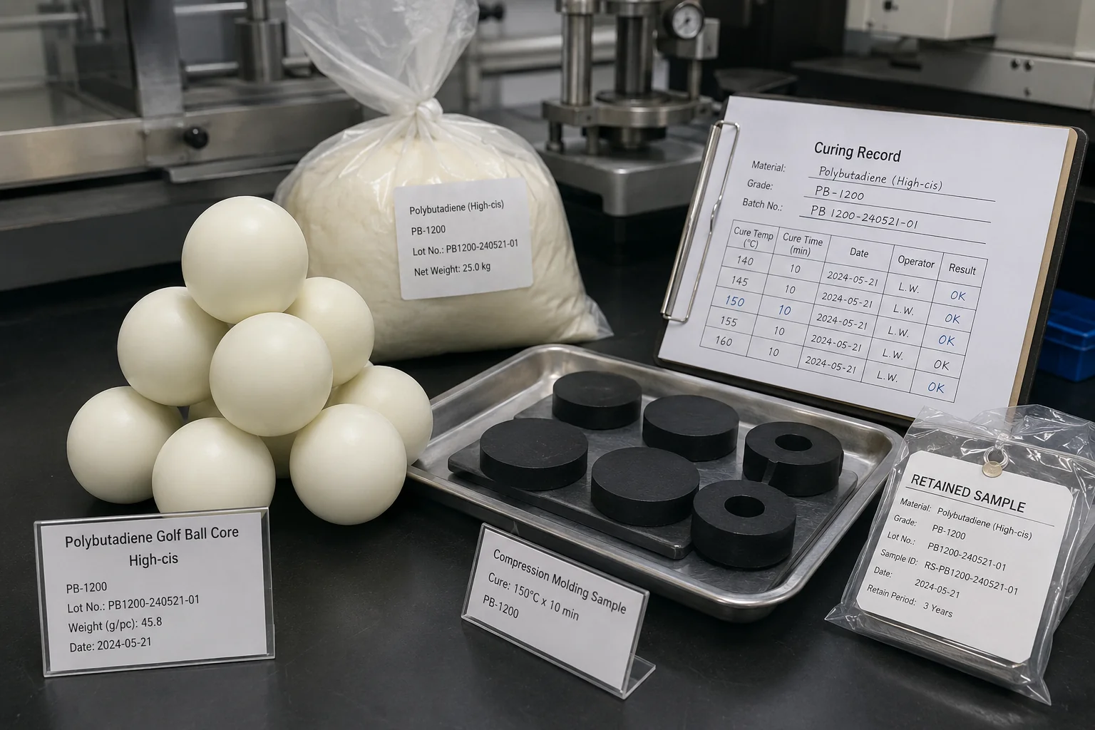 Golf Ball Core Quality golf ball cores in factory with curing records for quality control