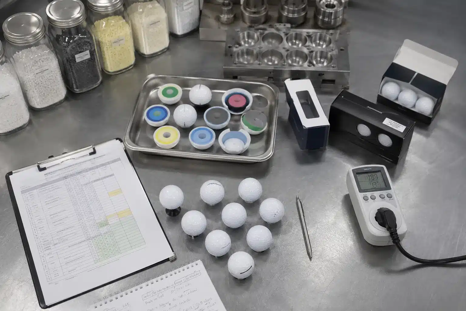 OEM golf ball materials OEM golf ball materials in lab for manufacturer quality control