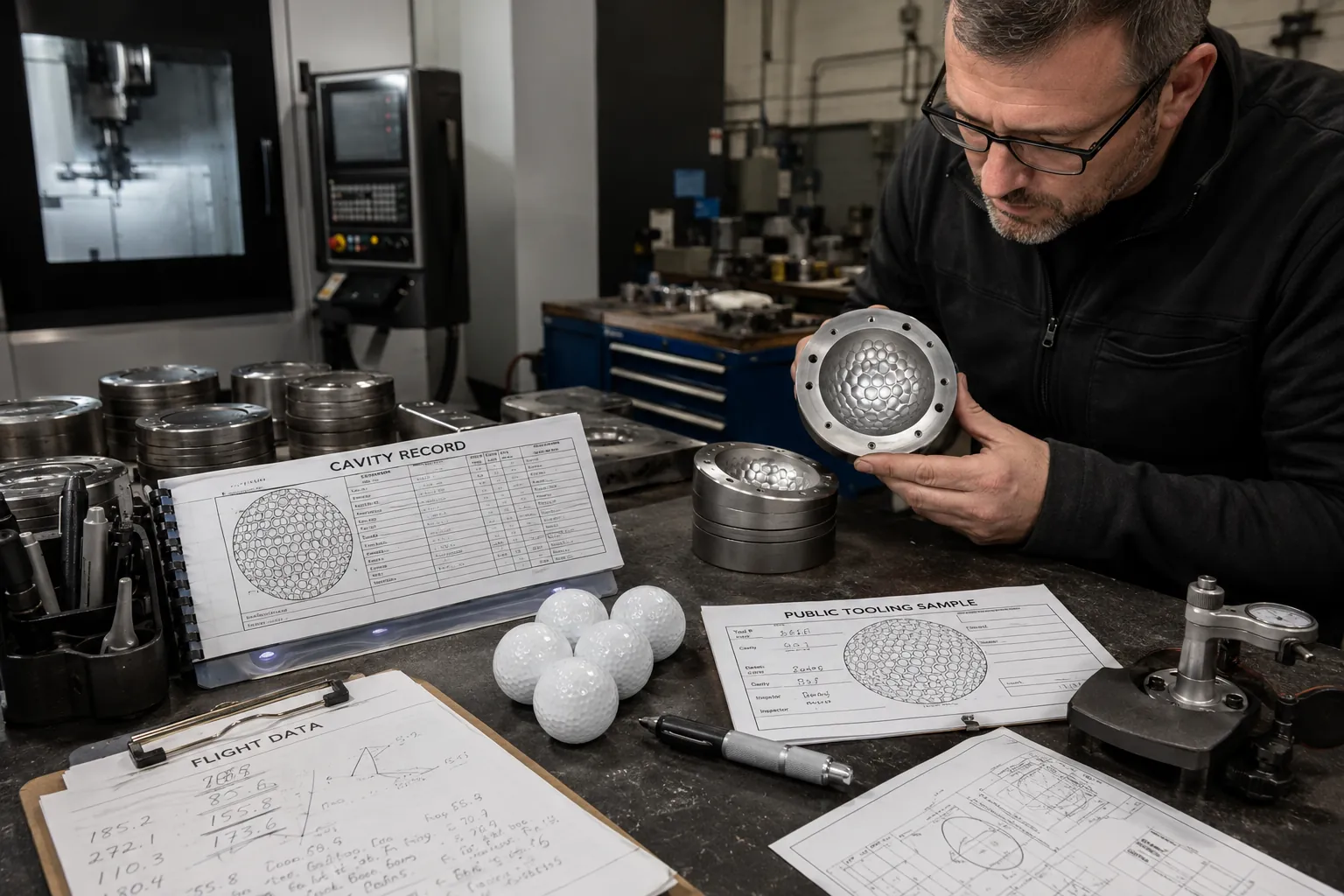Golf Ball Mold Quality Control golf ball mold tooling inspected in factory with quality control records
