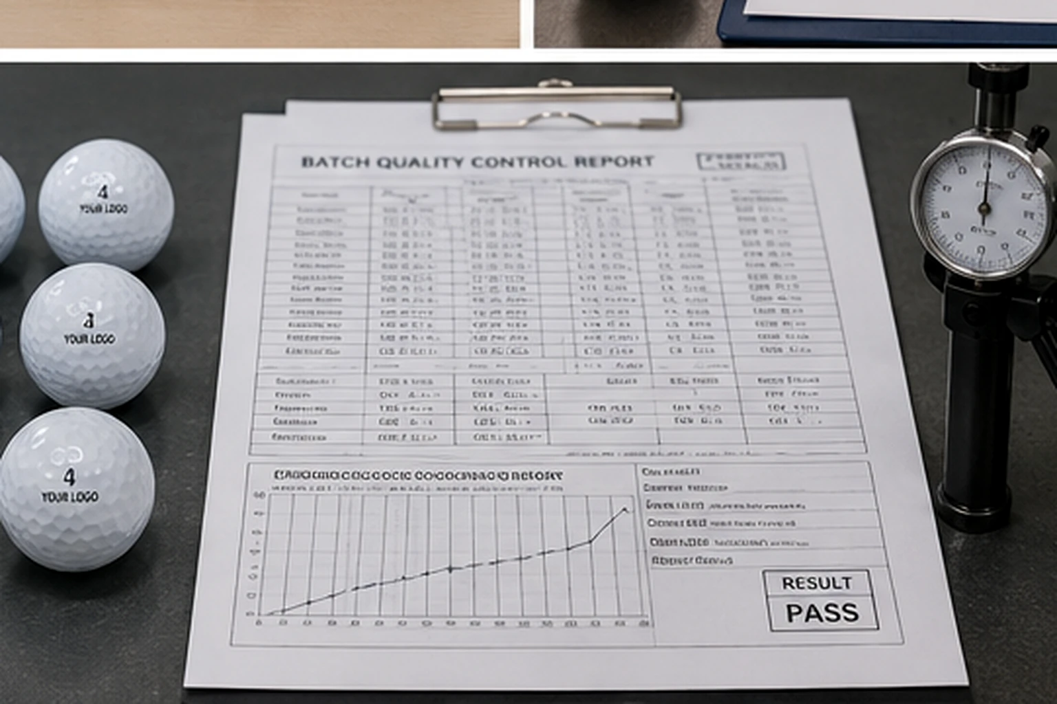 OEM Golf Balls Quality Control OEM golf balls batch quality control report with inspection gauge