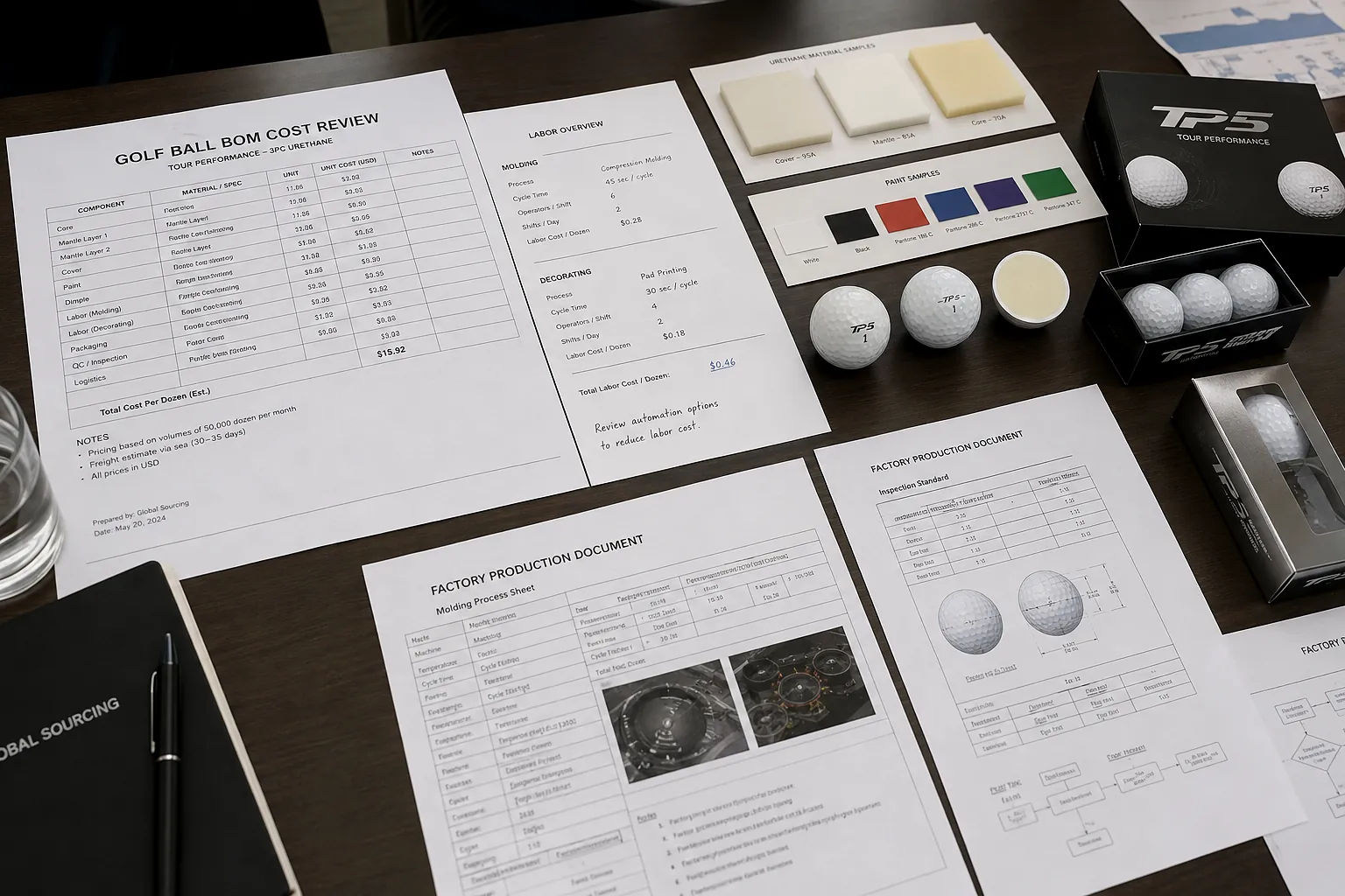 OEM Golf Balls Cost Review OEM golf balls BOM cost review with factory production documents