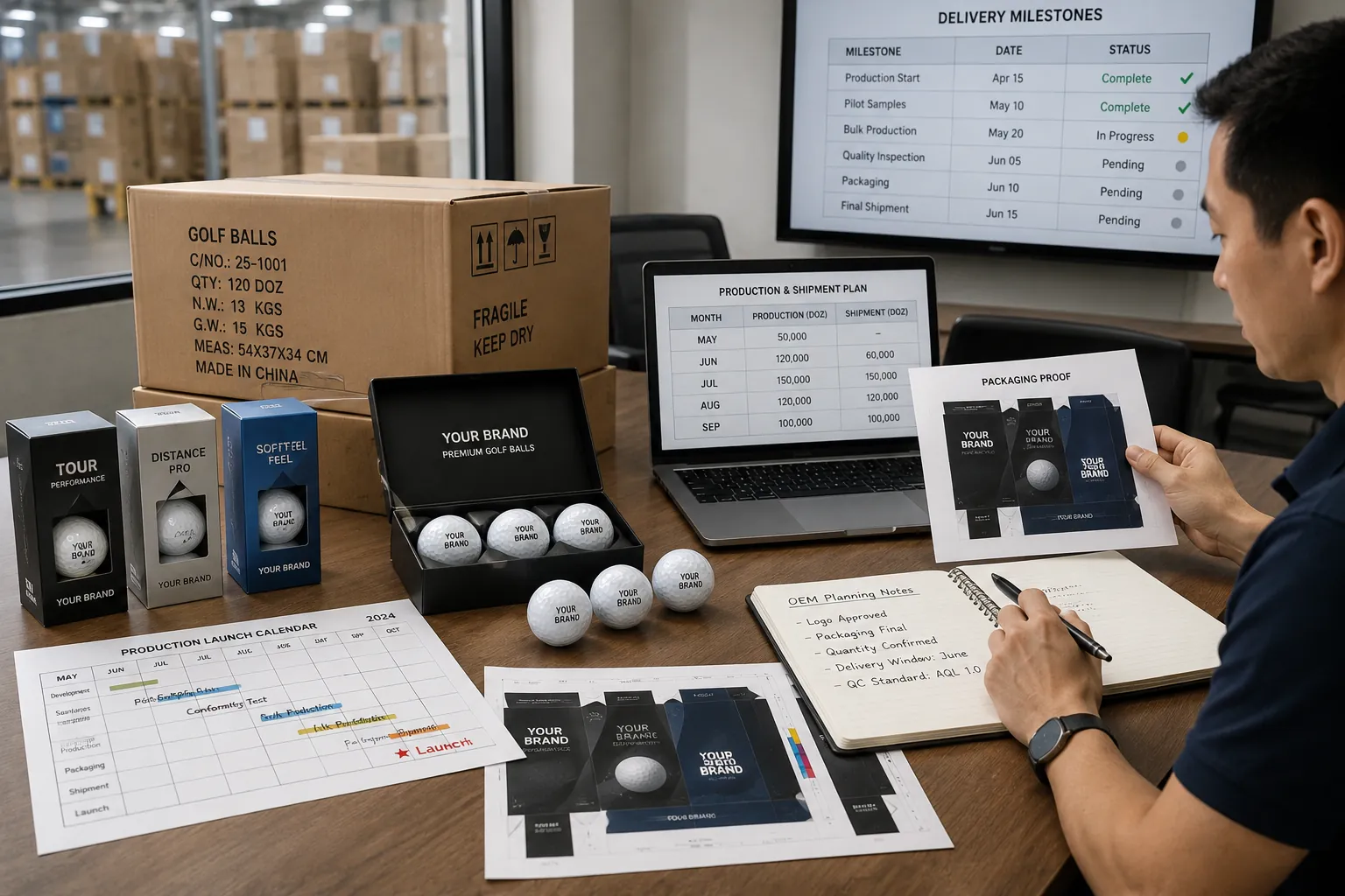 OEM Branded Golf Balls branded OEM golf balls with packaging proof for bulk shipment planning