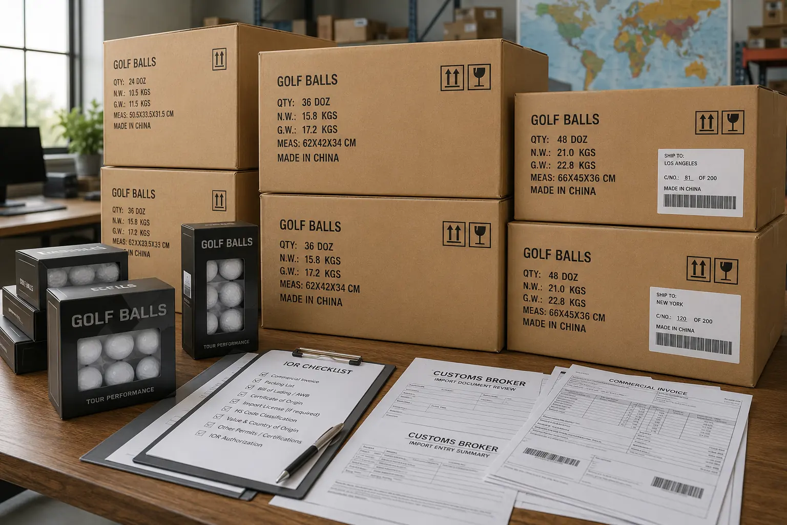 Bulk Golf Balls Export bulk golf balls in export cartons with customs broker documents