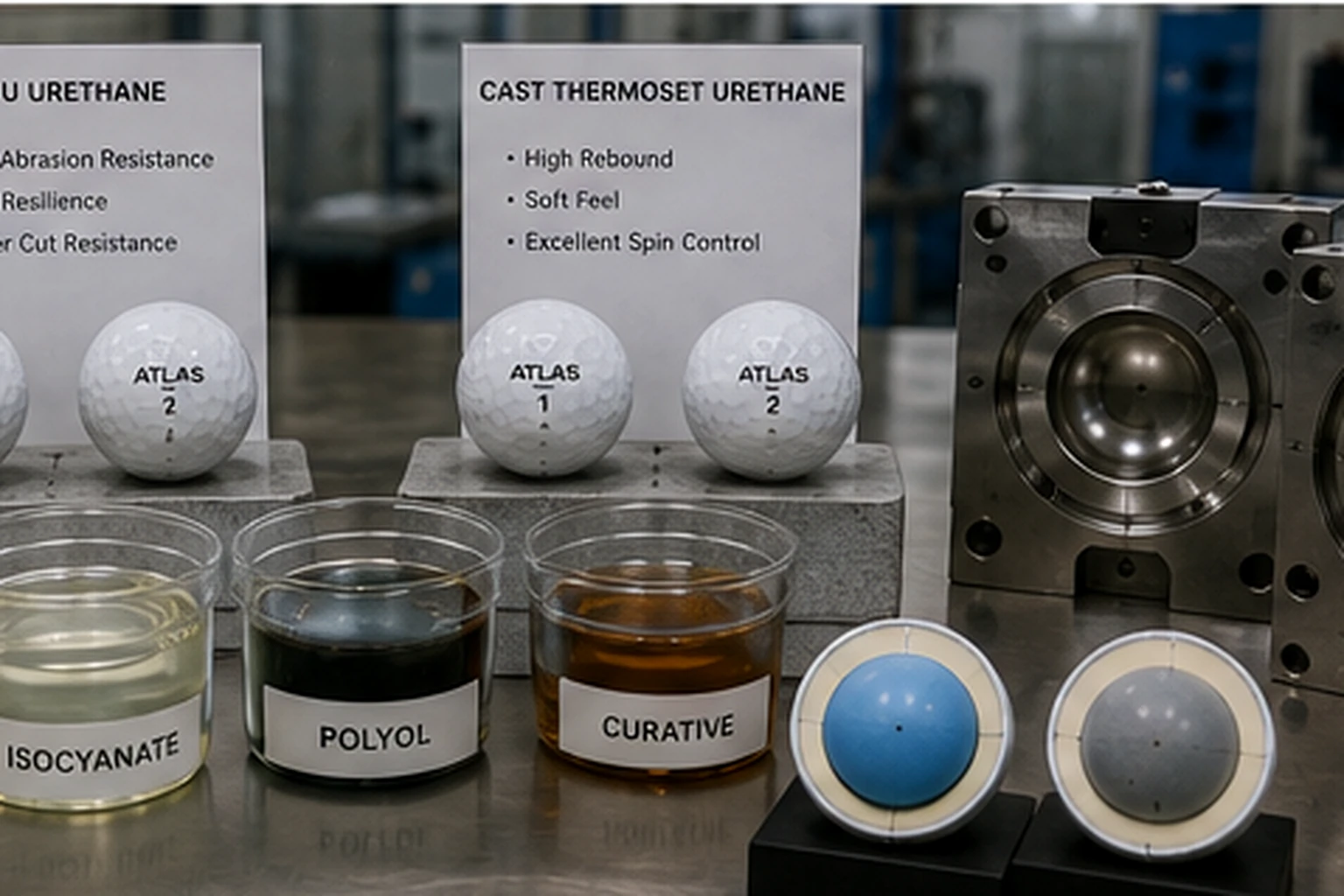 OEM Golf Balls Materials OEM golf balls cast urethane materials in factory quality control lab