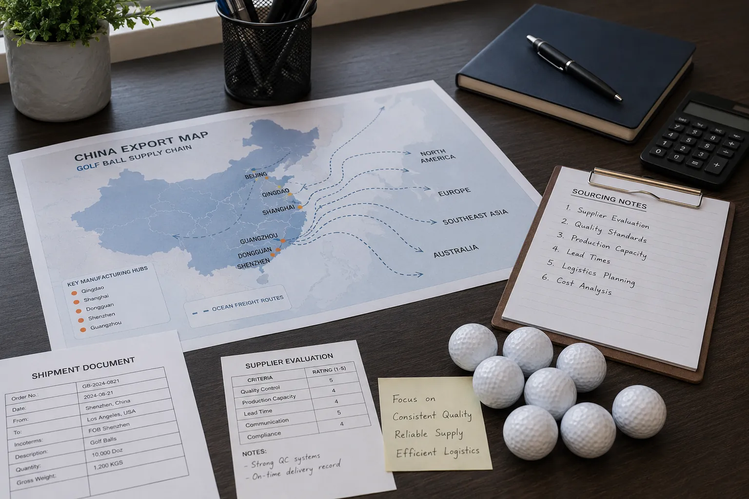 Golf Balls Export Planning golf balls with China export map for bulk supply chain planning