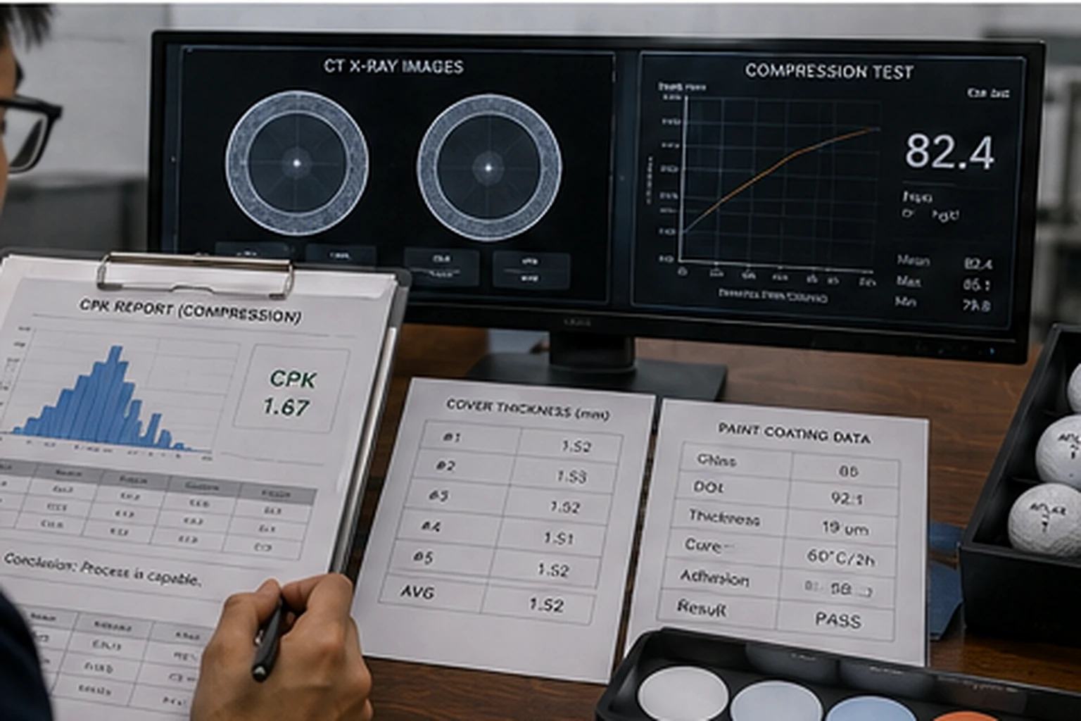OEM Golf Balls Testing OEM golf balls CPK compression testing with quality control reports