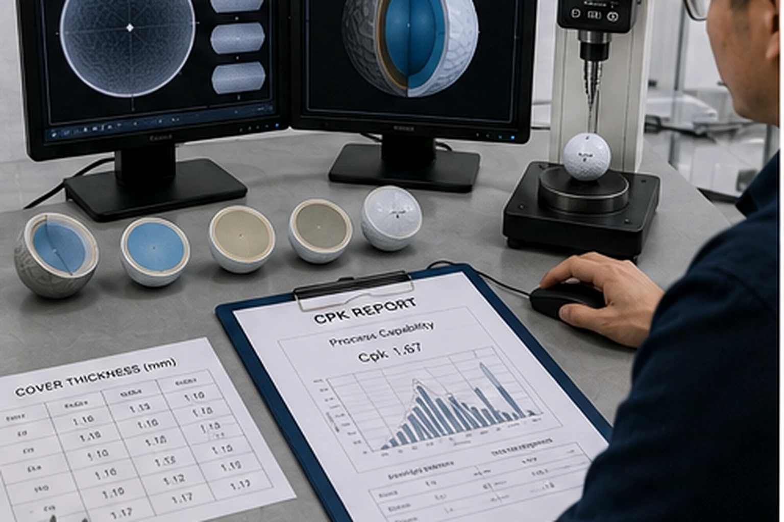 OEM Golf Balls Testing OEM golf balls CPK testing with quality control report in factory lab