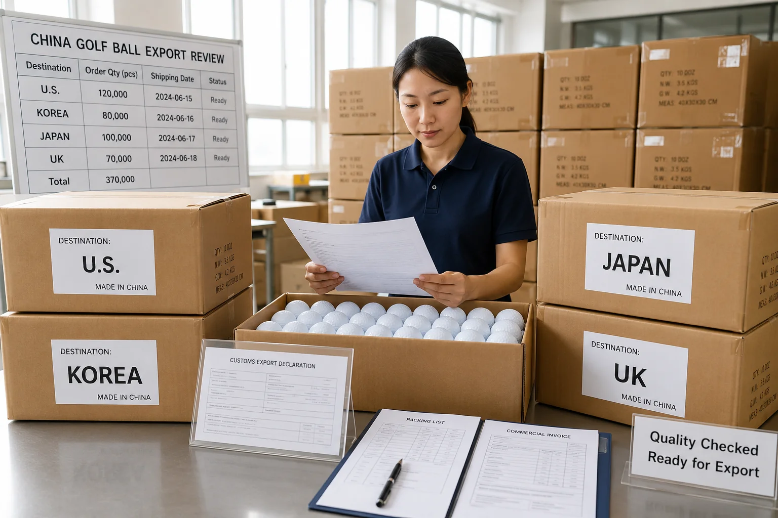 Golf Balls Export bulk golf balls in export cartons with quality checked documents