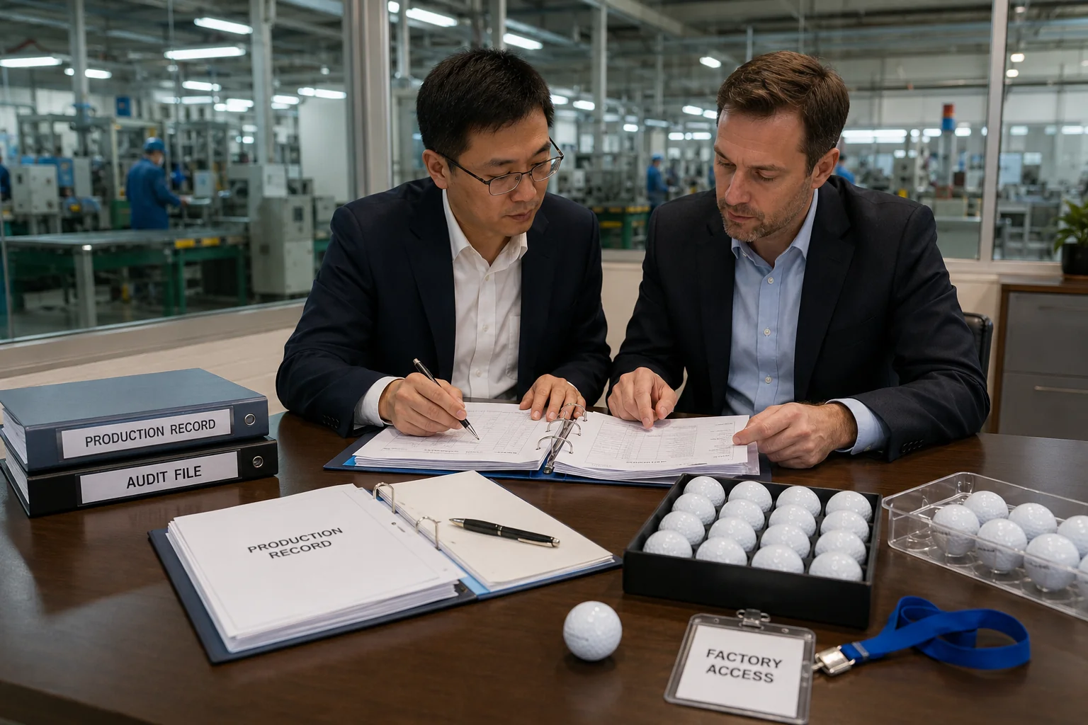 OEM Golf Balls Audit OEM golf balls reviewed in factory audit with quality control records