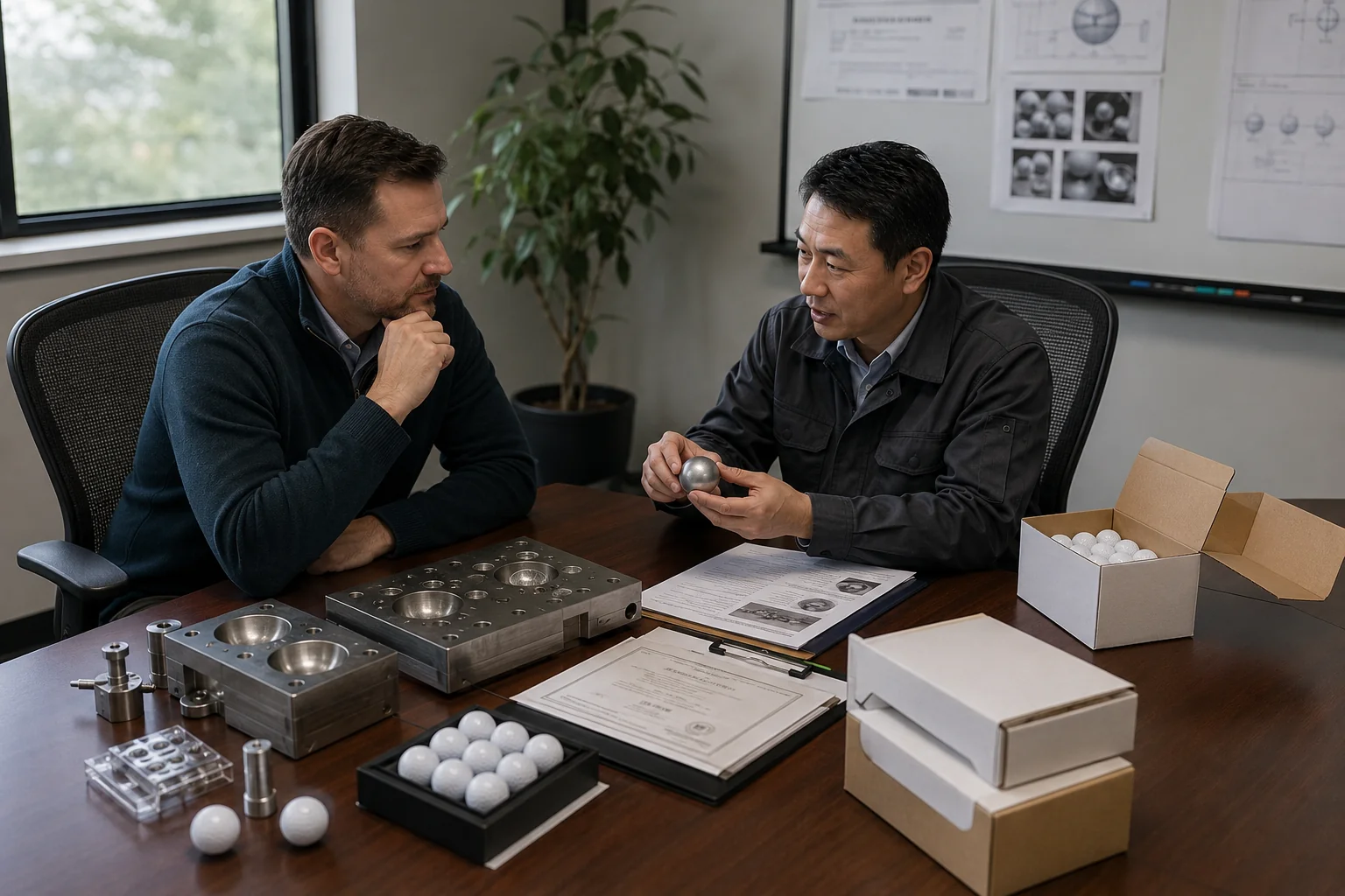 OEM Golf Balls Meeting OEM golf balls discussed with factory moulds for quality control