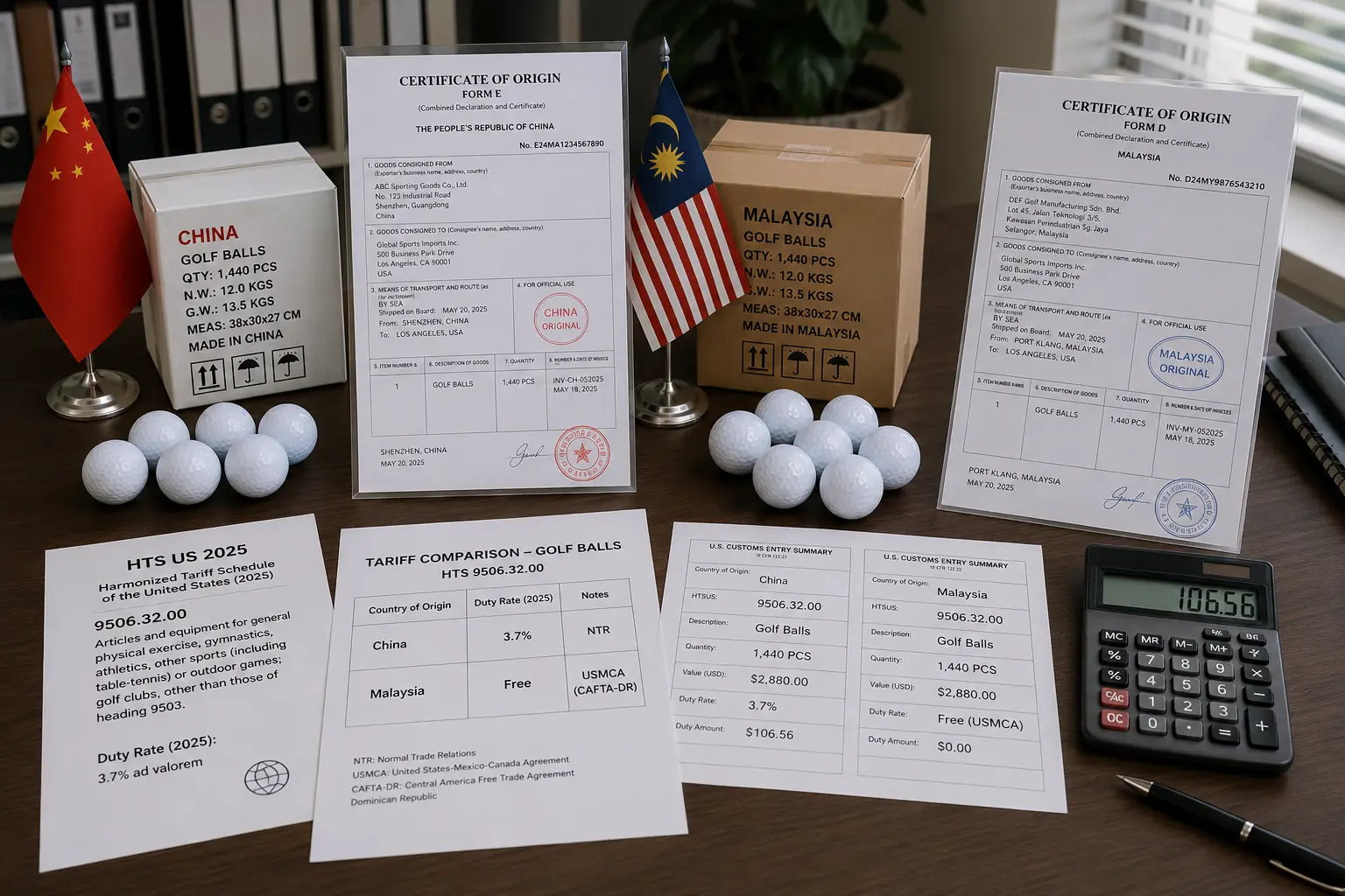 Golf Balls Export Origin golf balls with made in China export tariff documents