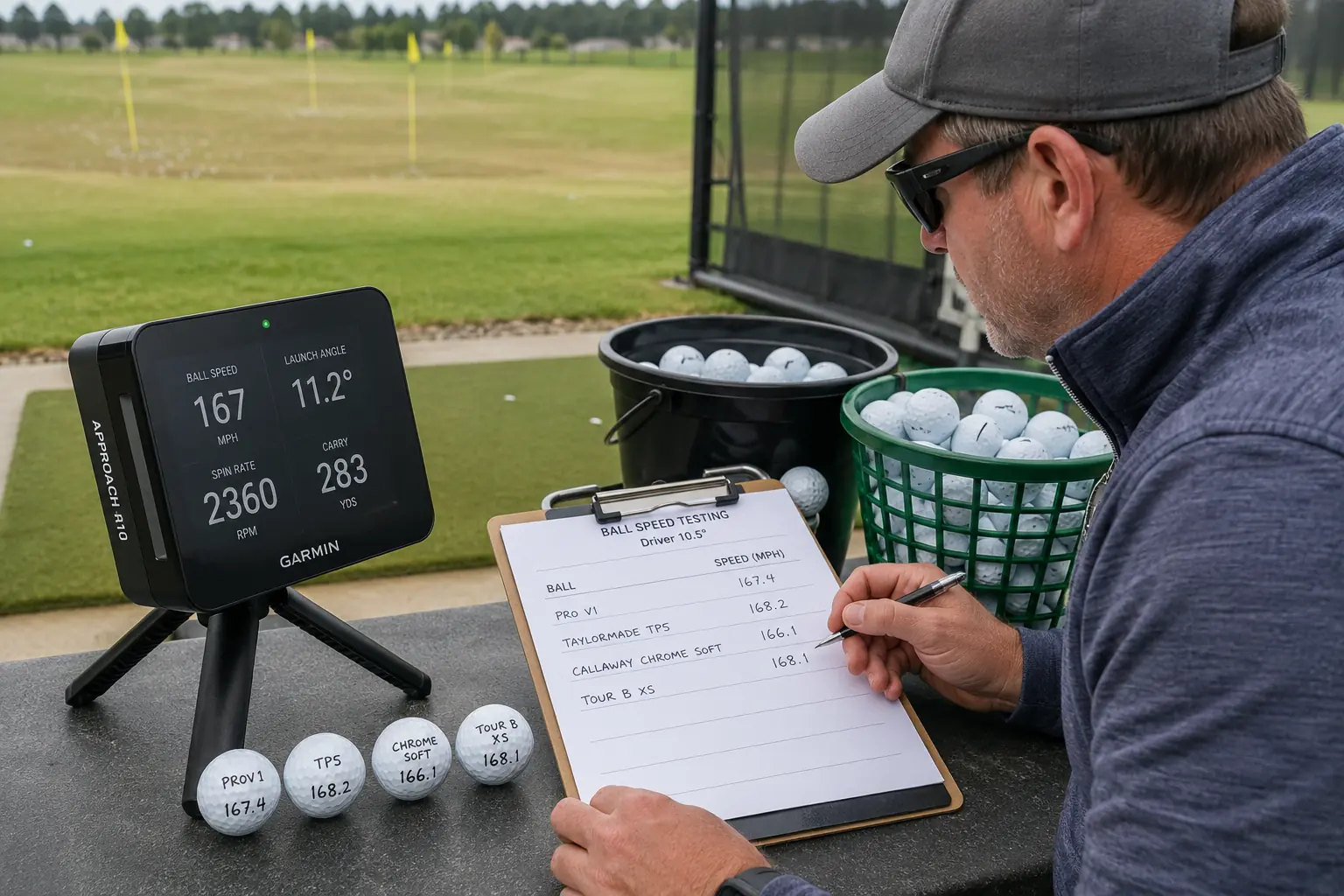 OEM Golf Ball Testing OEM golf balls in driving range speed testing for quality control
