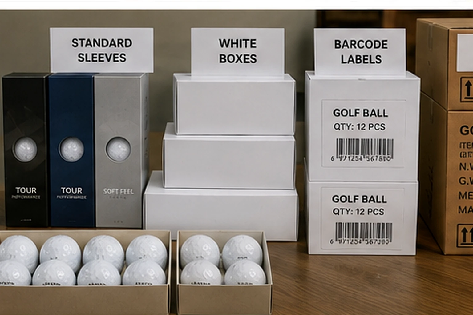 Golf Balls Export Packaging custom golf balls packaging options with barcode labels for wholesale export