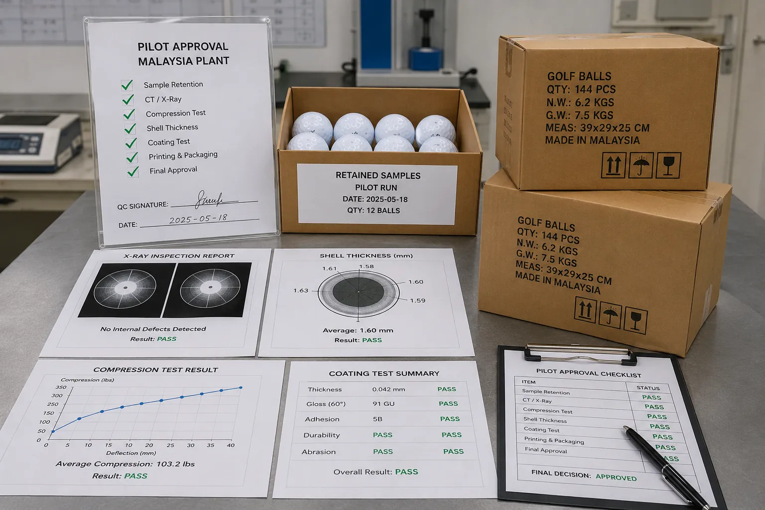 Golf Balls Quality Control golf balls with Malaysia plant pilot approval for factory quality control