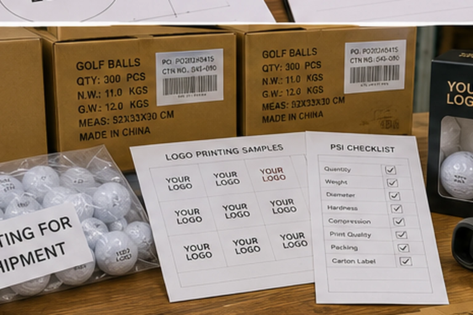 Custom OEM Golf Balls custom golf balls with shipment cartons and PSI checklist for OEM export