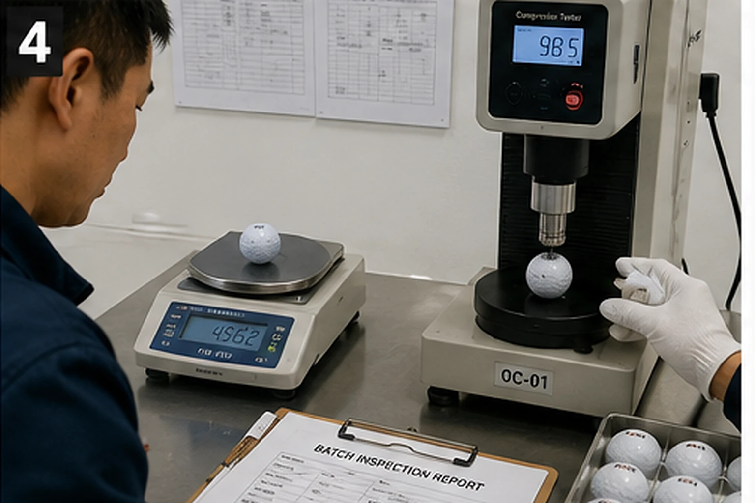 OEM Golf Balls Inspection OEM golf balls quality control testing in factory inspection lab