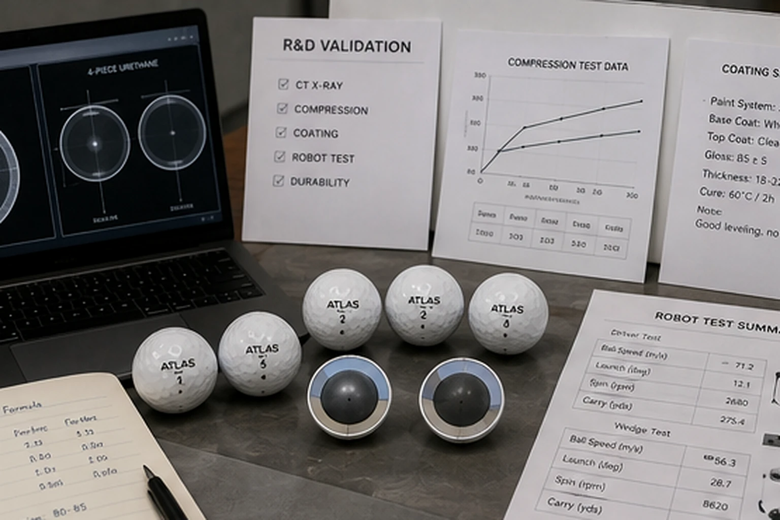 OEM Golf Balls Validation OEM golf balls R&D validation with quality control test data