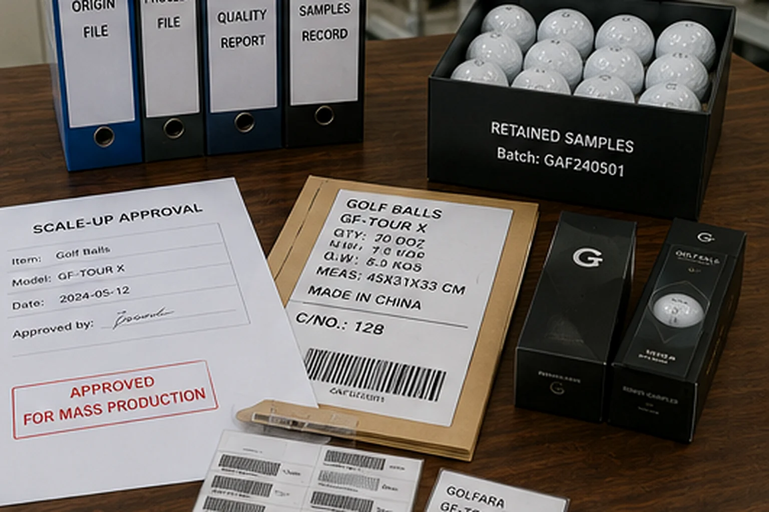 OEM Golf Balls Approval OEM golf balls retained samples with mass production approval and export carton label