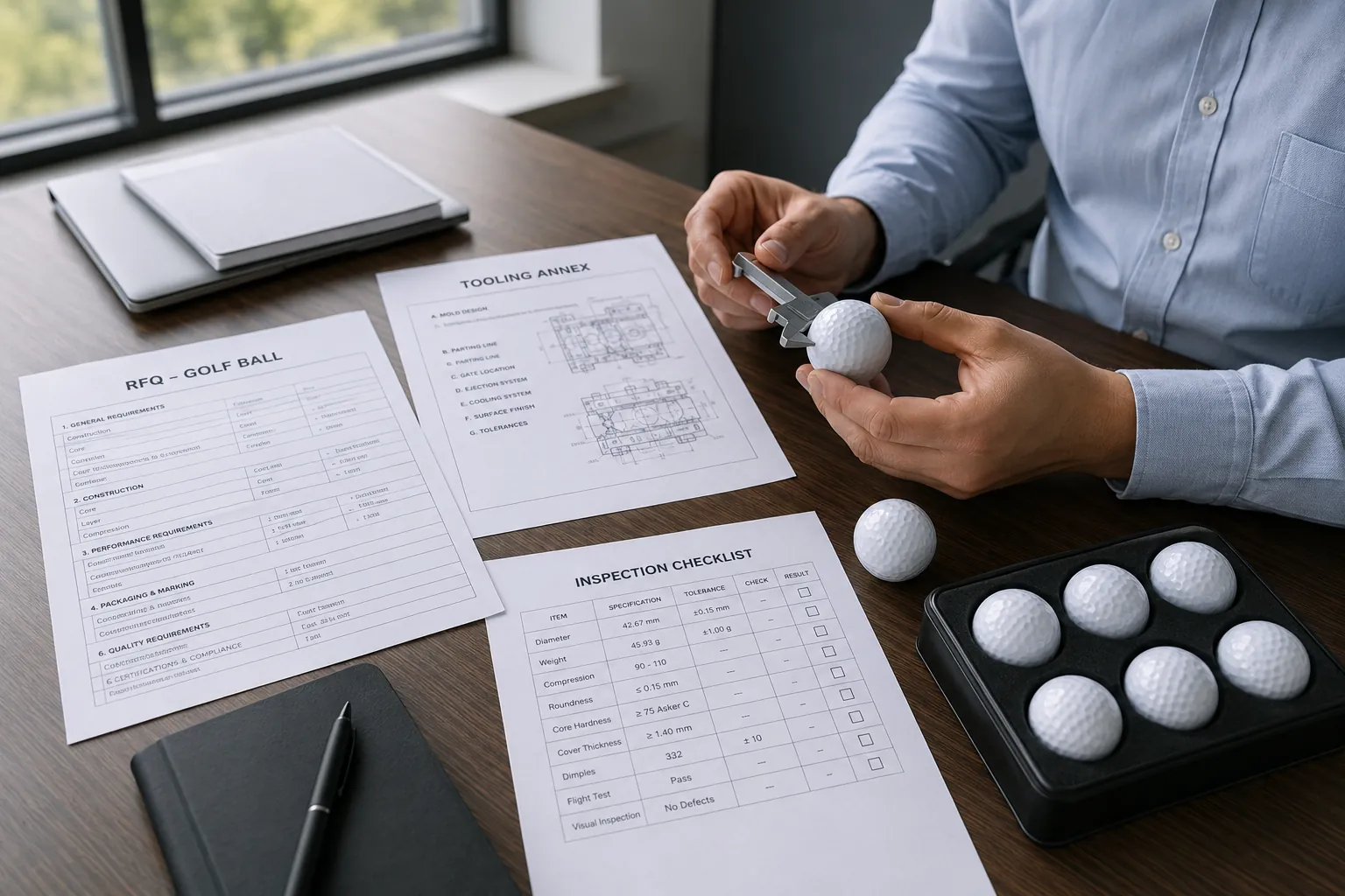 OEM Golf Balls QC custom OEM golf balls measured with RFQ inspection checklist for quality control