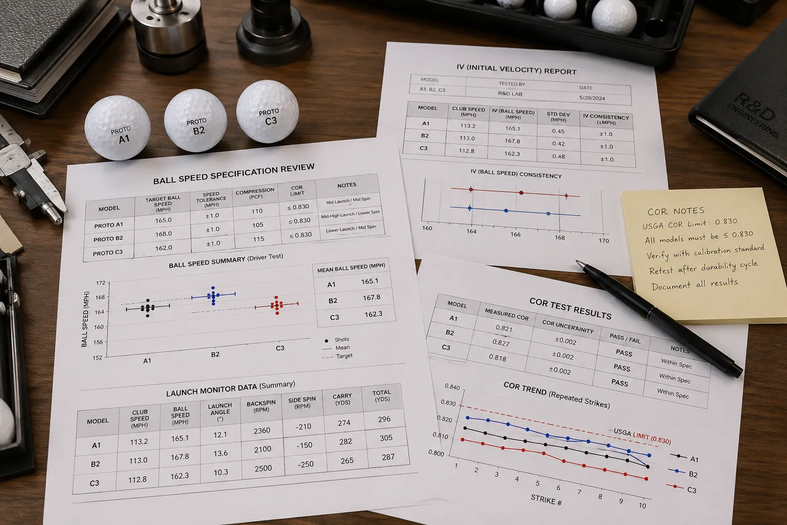 OEM Golf Ball Testing OEM golf balls with speed and COR reports for quality control