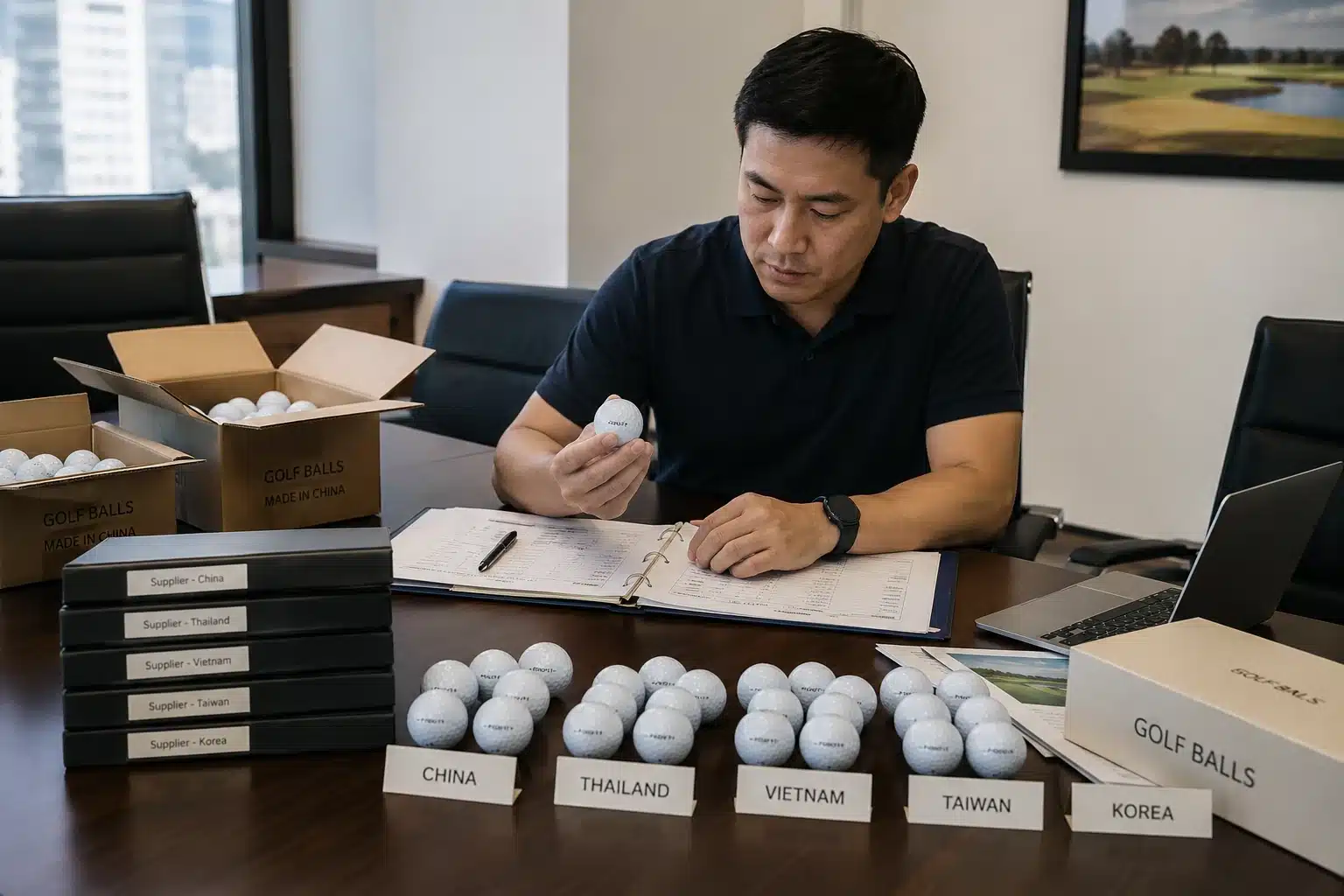 golf balls export sourcing Golf balls in supplier comparison office for wholesale export sourcing