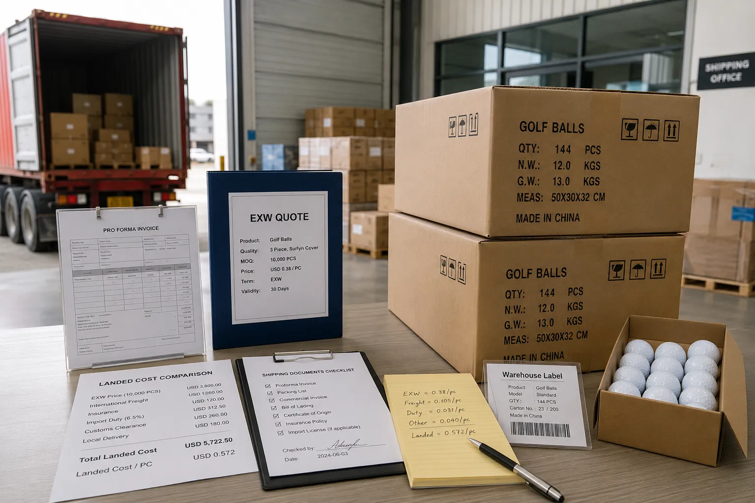 Bulk Golf Balls Export bulk golf balls in warehouse with EXW quote for export planning