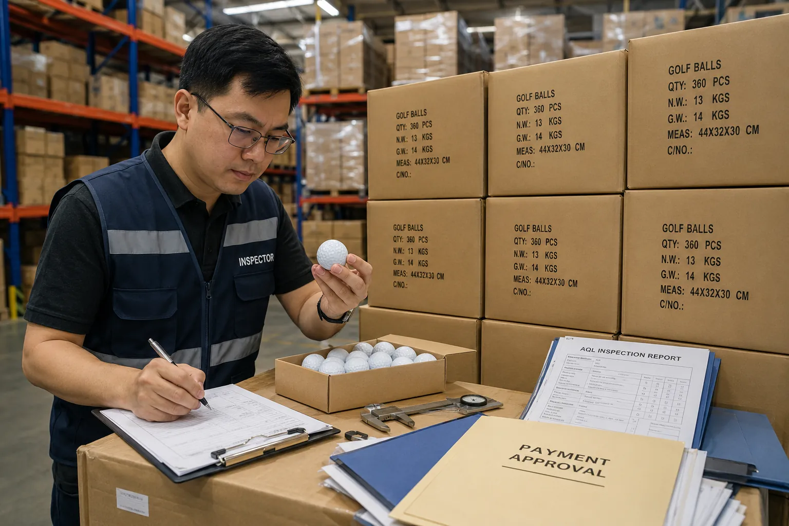 Wholesale Golf Balls QC bulk golf balls inspected in warehouse for wholesale quality control