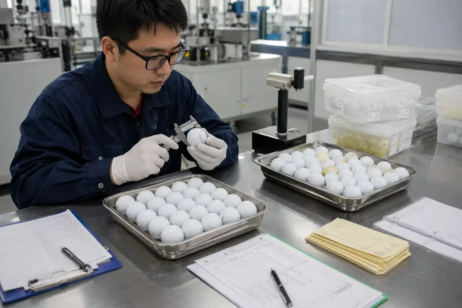 OEM golf balls quality control OEM golf balls measured in factory lab for quality control