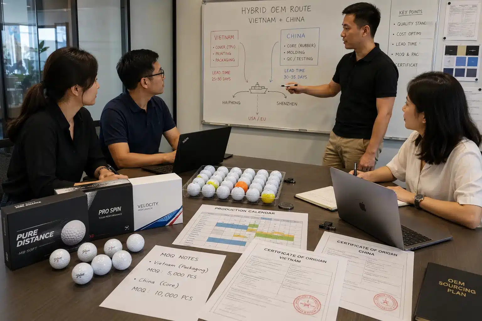 OEM golf balls sourcing OEM golf balls in hybrid sourcing meeting for export custom packaging