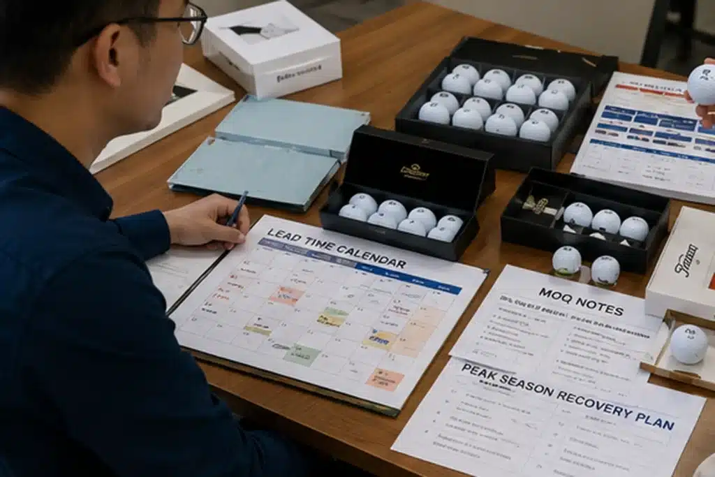 OEM golf balls with lead time calendar for low MOQ wholesale planning