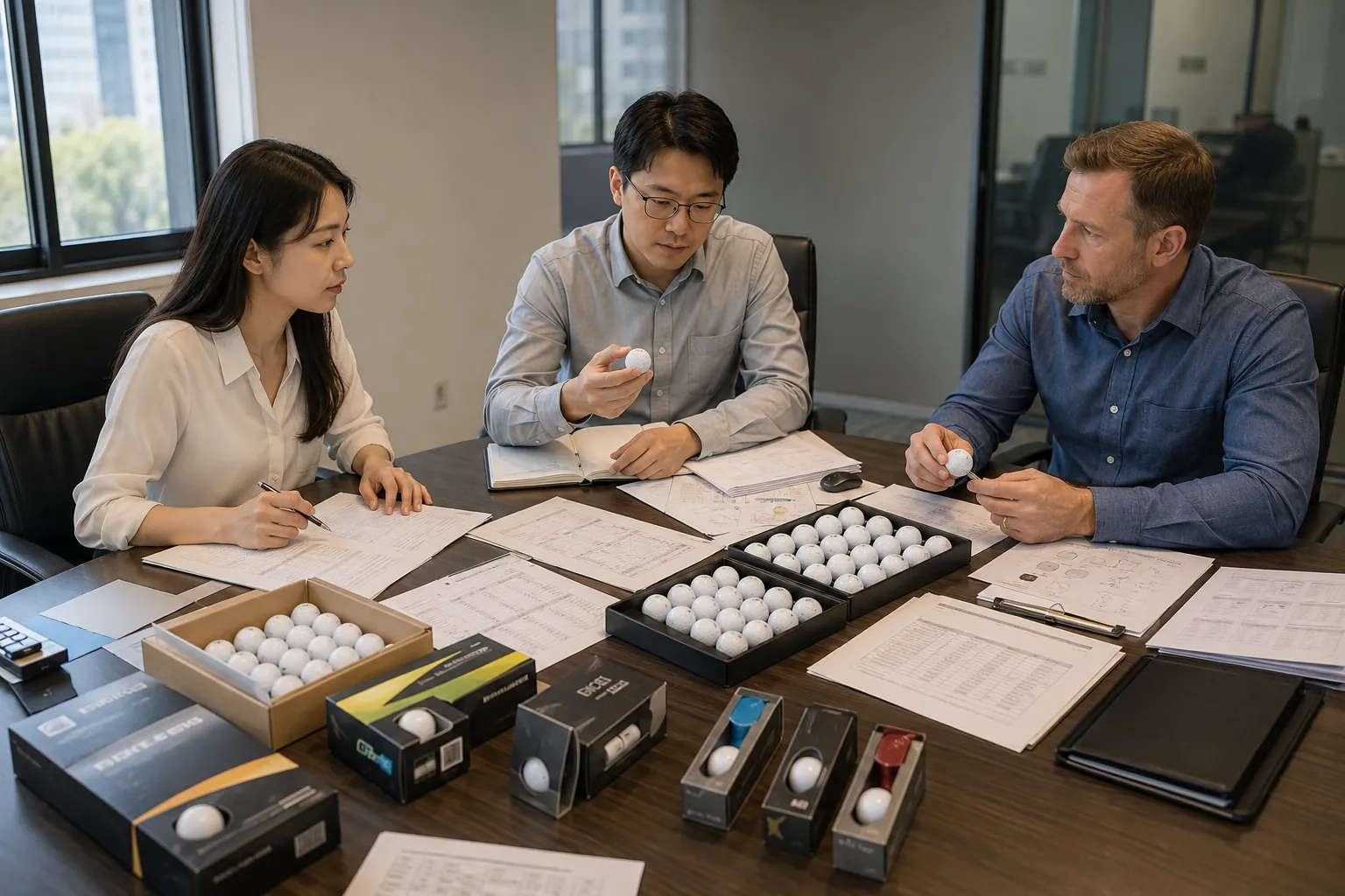 OEM golf balls sourcing OEM golf balls in sourcing meeting for custom wholesale packaging review