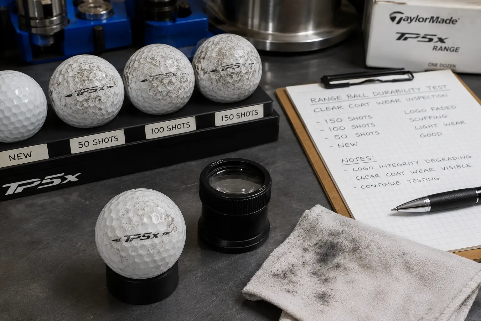 OEM Range Golf Balls OEM range golf balls in durability test for quality control
