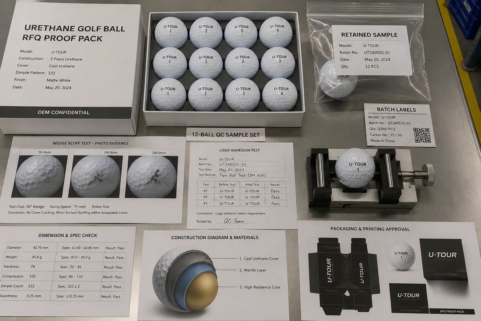 OEM Urethane Golf Balls OEM urethane golf balls with RFQ proof pack for quality control