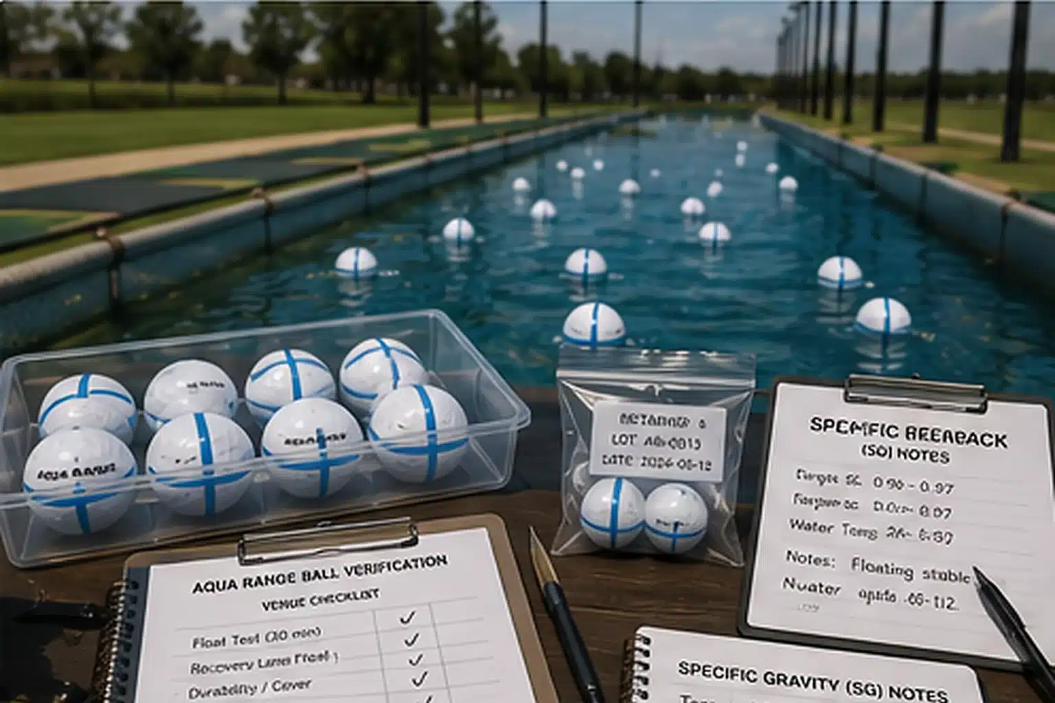 Aqua Range Golf Balls QC aqua range golf balls in float test for golf training quality control