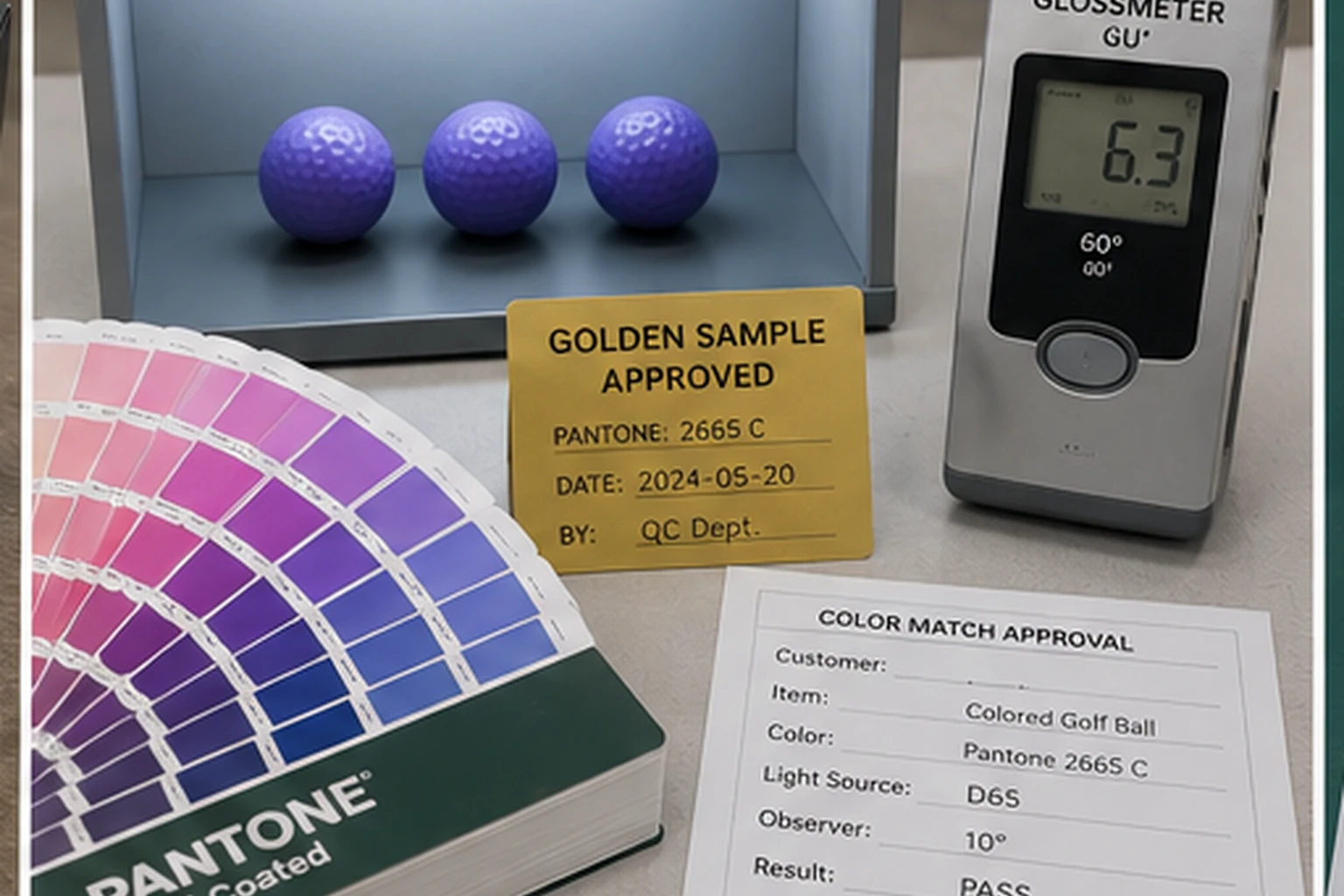 Custom Golf Balls QC custom colored golf balls with Pantone color match approval for OEM quality control