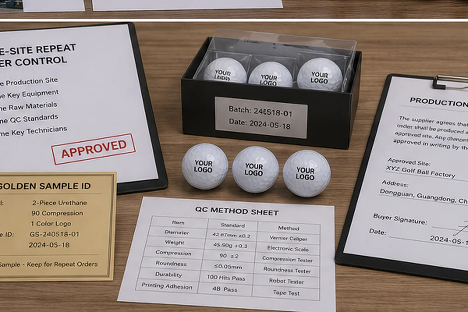 Custom Golf Balls Quality Control custom logo golf balls golden sample approval with factory quality control sheets