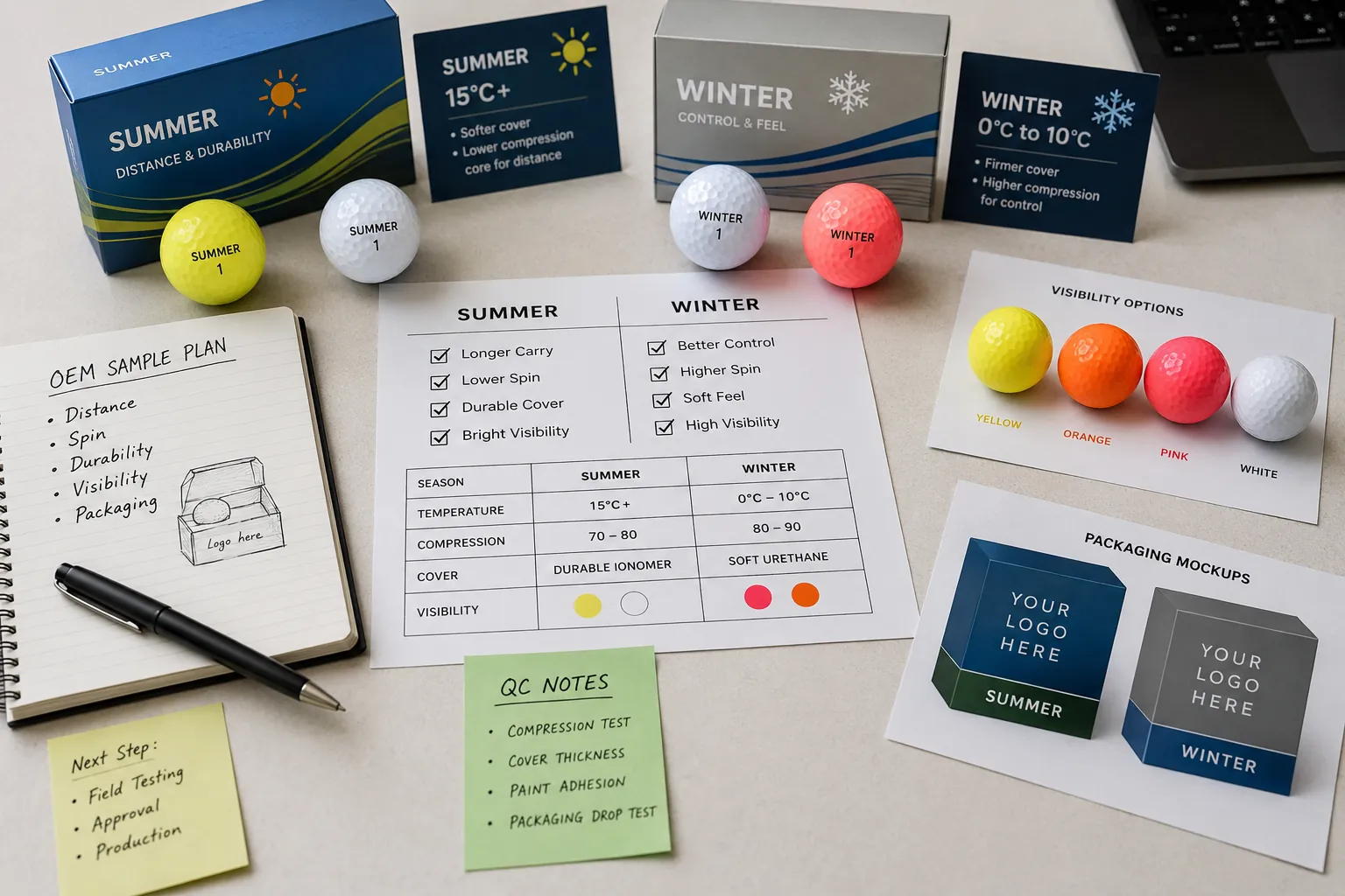 Custom Golf Balls Packaging OEM custom golf balls with seasonal golf packaging and quality control notes