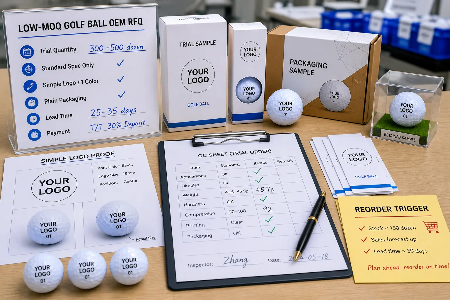 Custom Golf Balls Low MOQ custom OEM golf balls low MOQ trial order with QC sheet