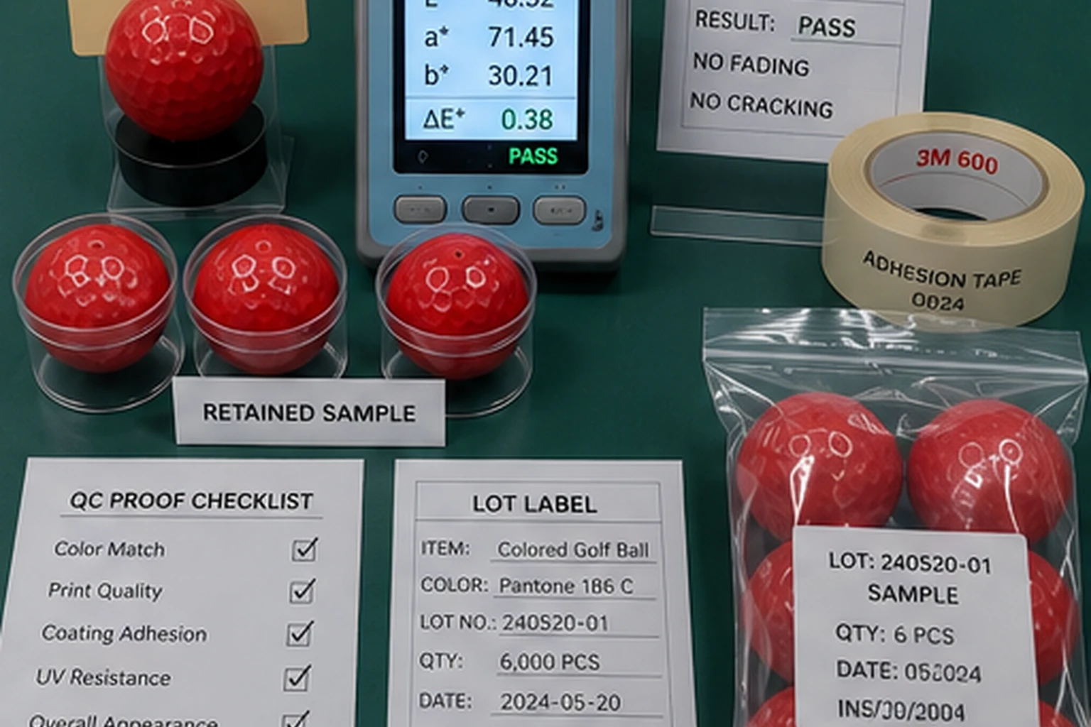 Custom Golf Balls QC custom red golf balls with QC checklist for OEM quality control