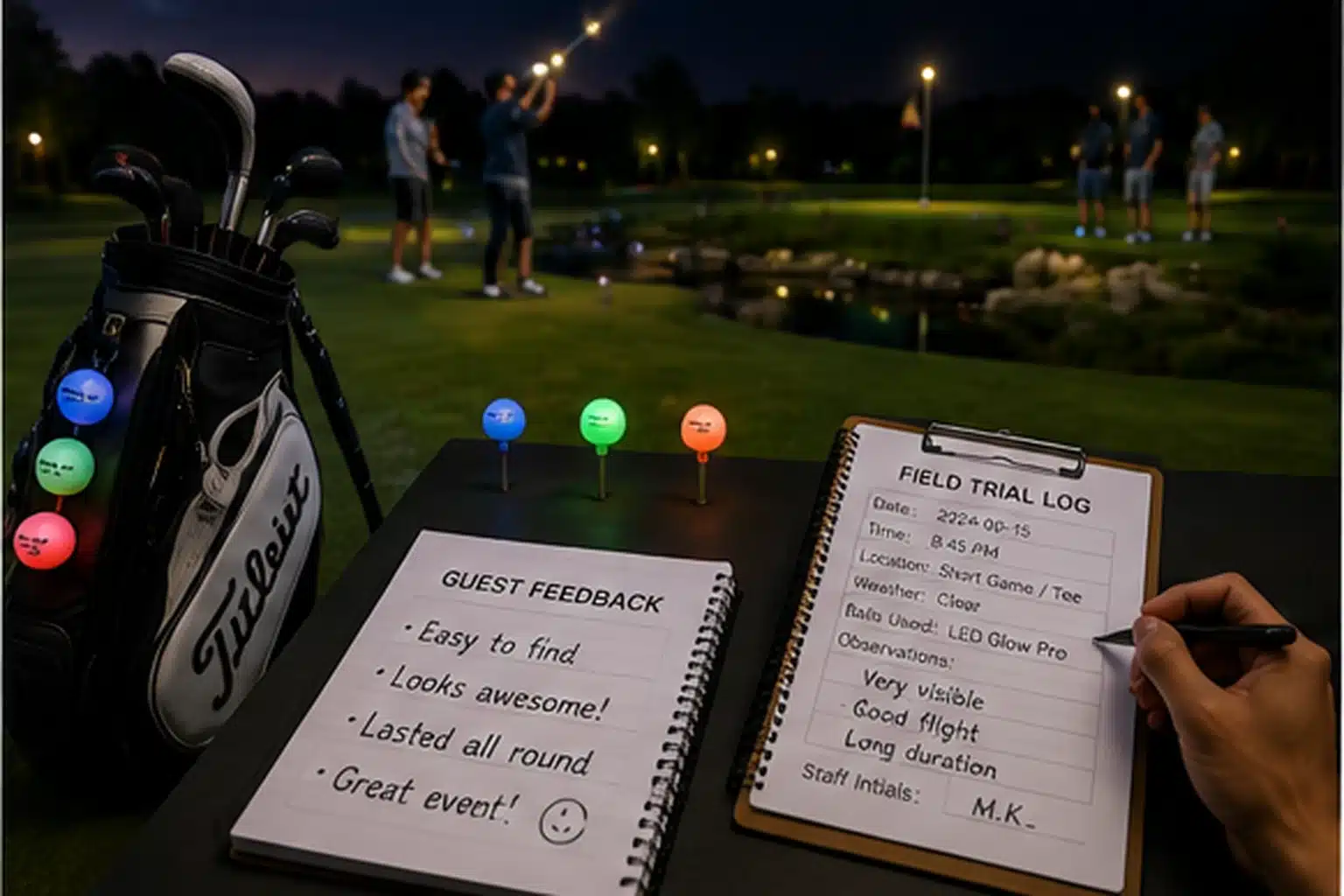 Glow Golf Balls Events glow golf balls on night course field trial for events golf tournament